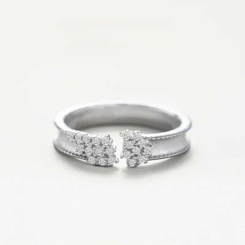 Litheline 24K Gold Plated Brass Milgrain-Edged Open Ring Multi-Stone CZ Clusters Irritation-Free Gentle Fit