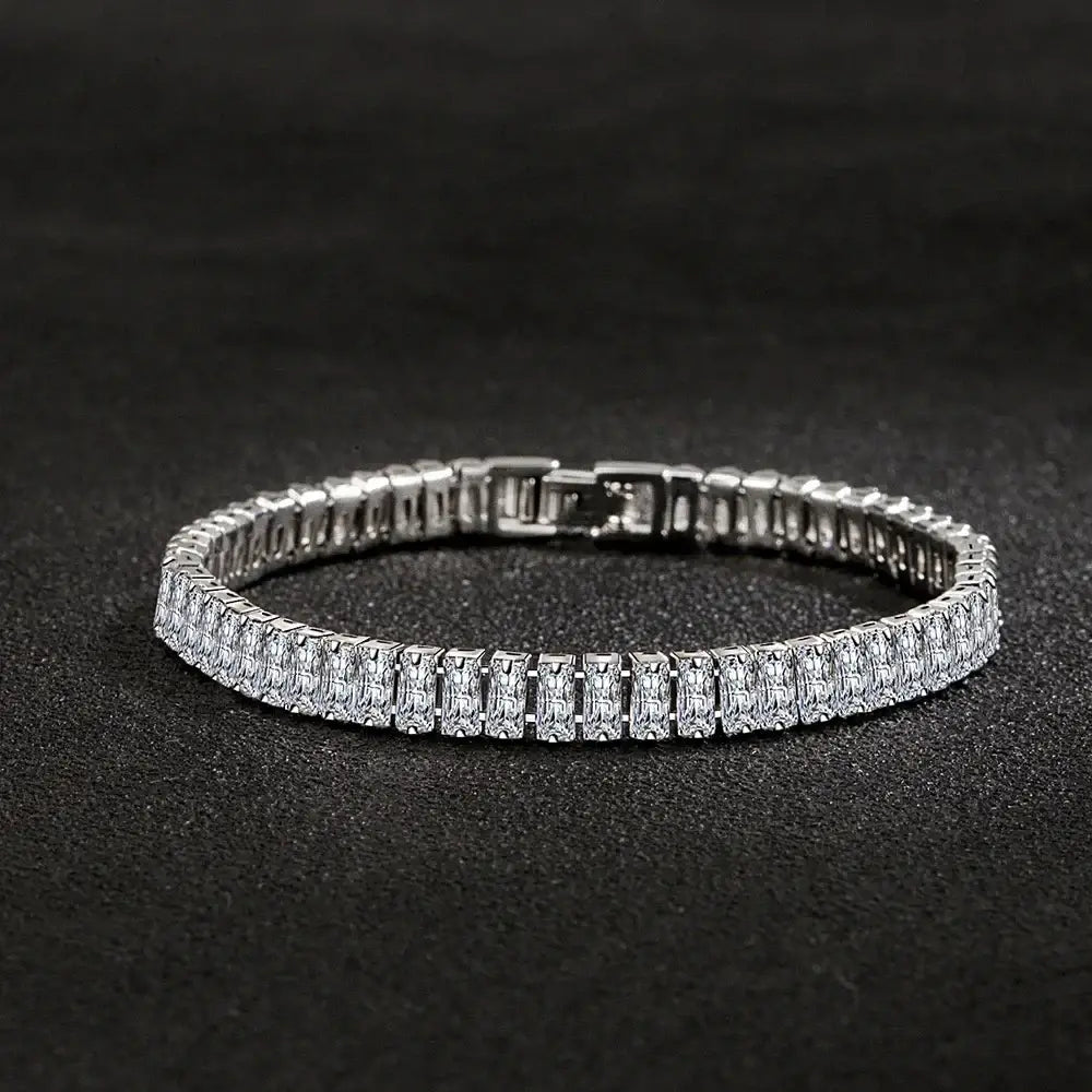 luxury designer 925 Silver fine Crystal Bracelet For Women fashion Jewelry Engagement Wedding Glamour 18CM - 18cm