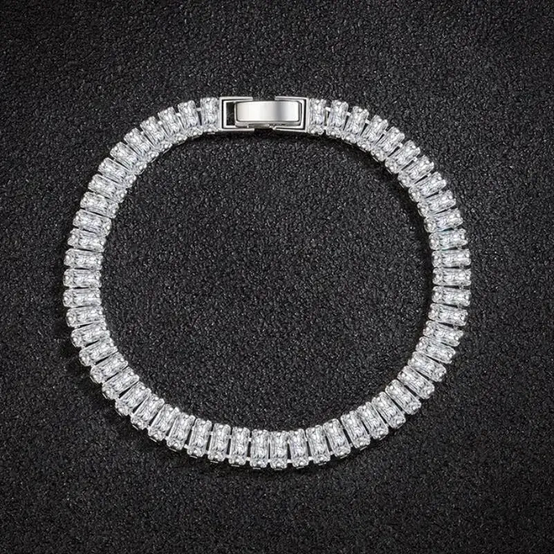 luxury designer 925 Silver fine Crystal Bracelet For Women fashion Jewelry Engagement Wedding Glamour 18CM - 18cm