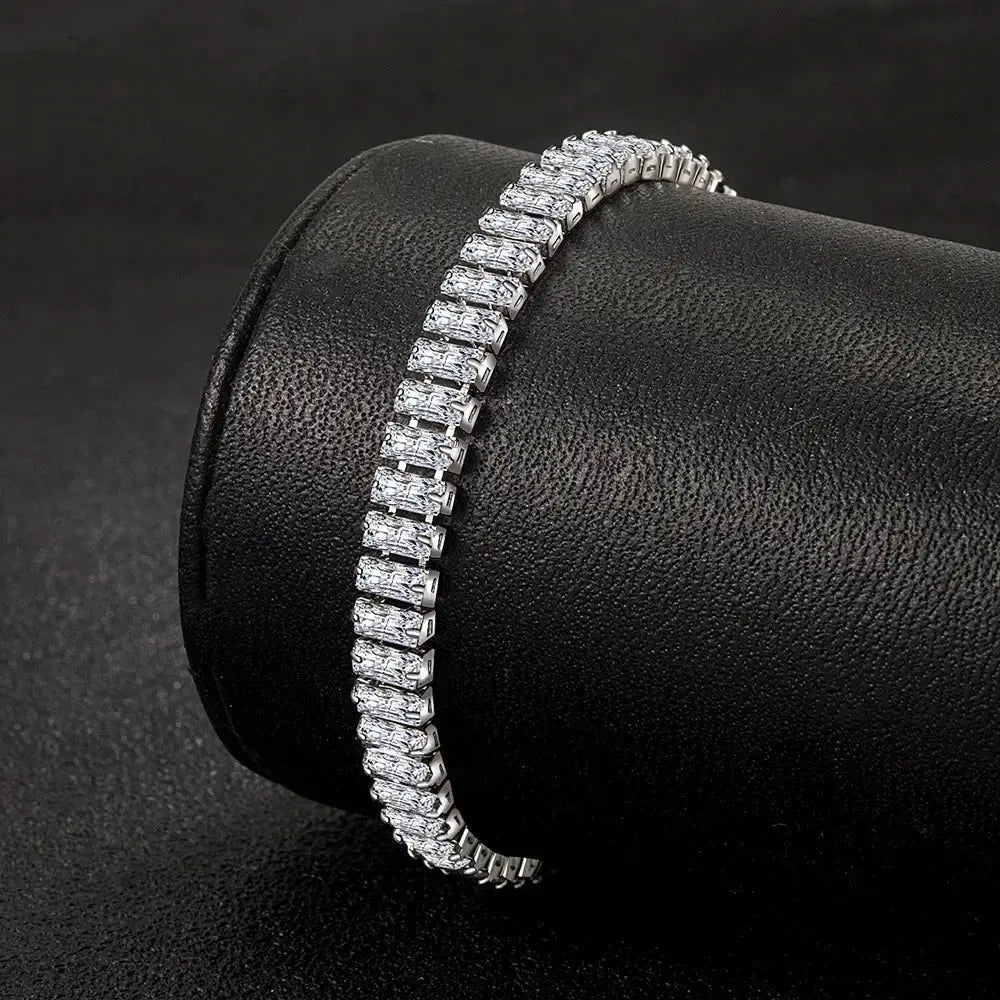 luxury designer 925 Silver fine Crystal Bracelet For Women fashion Jewelry Engagement Wedding Glamour 18CM - 18cm