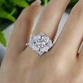 Luxury Romantic Full Inlay High Quality 5A Zircon Large-flowered Camellia Flower Rings for Women Stainless Steel Finger