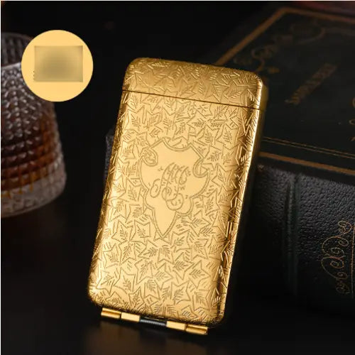 Luxury Vintage Engraved Cigarette Case for 16/20 Cigarettes - Gold thin cigarettes 20 packs