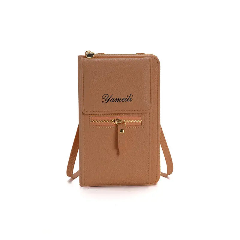 Lychee Pattern Multifunctional Zipper Wallet & Bag - Brown - Wallets