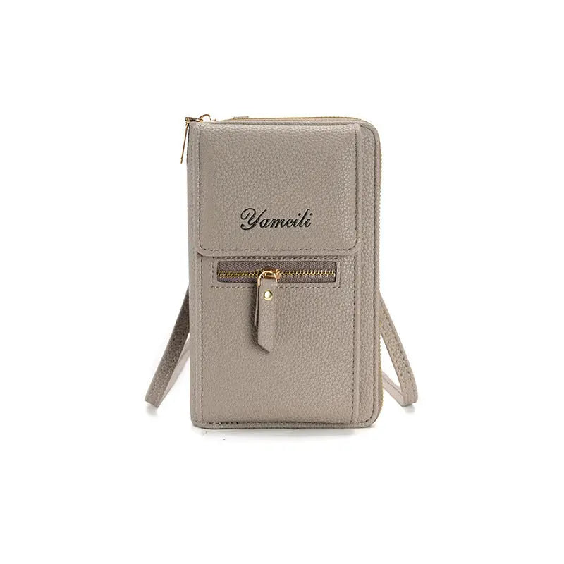 Lychee Pattern Multifunctional Zipper Wallet & Bag - Grey - Wallets