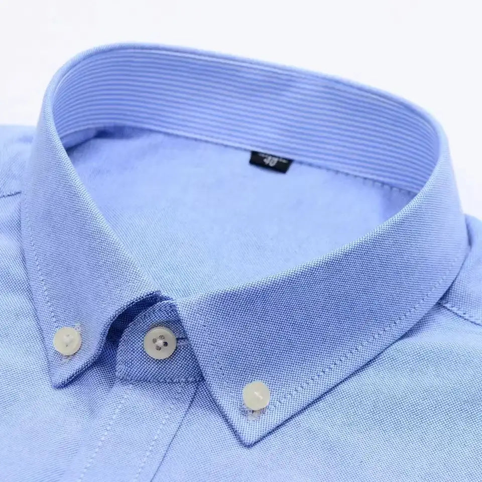 R&z - Men’s 100% Cotton Shirt Long Sleeve Plaid Oxford Casual Solid Color Print Regular Fit Formal Dress Shirt