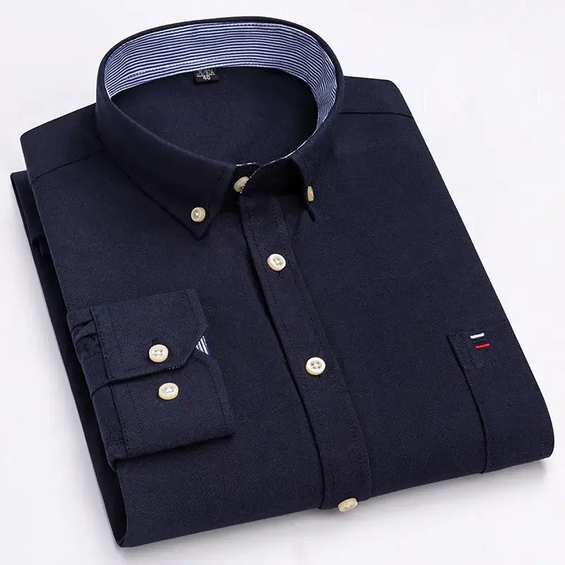 R&z - Men’s 100% Cotton Shirt Long Sleeve Plaid Oxford Casual Solid Color Print Regular Fit Formal Dress Shirt