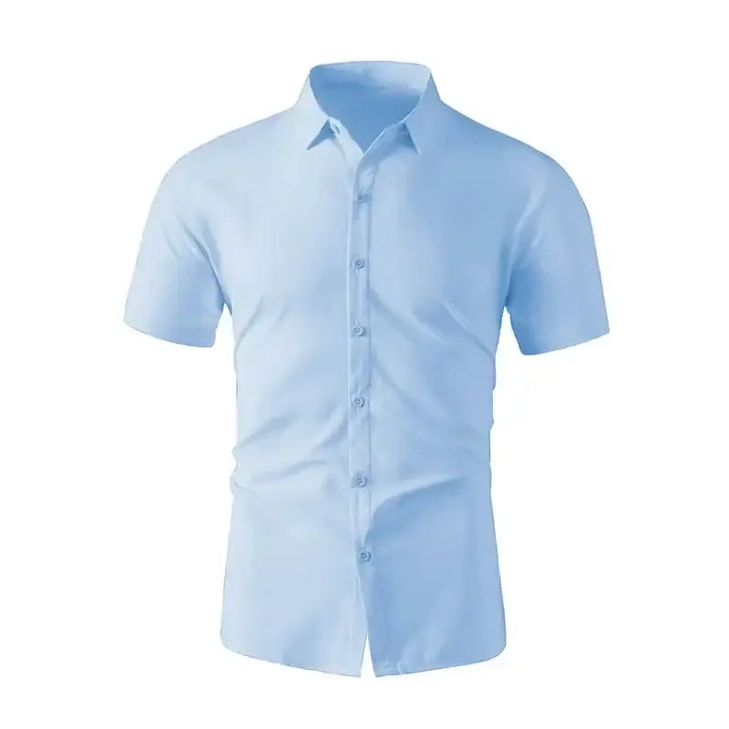 R&z - New Men’s Business Casual Solid Color Short Sleeved Shirt for Summer Fashion No Ironing Comfortable and Versatile