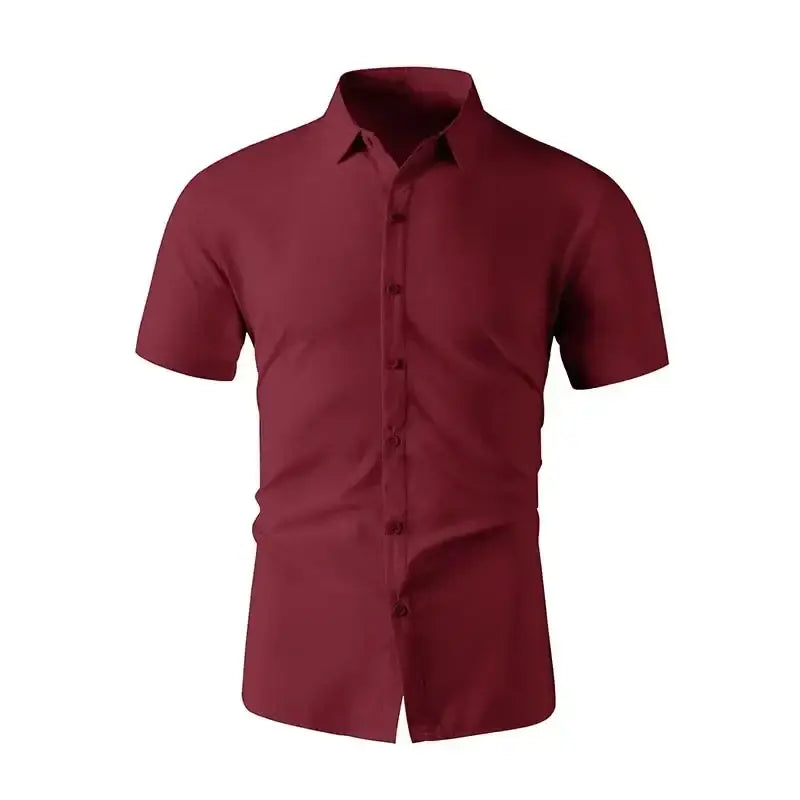 R&z - New Men’s Business Casual Solid Color Short Sleeved Shirt for Summer Fashion No Ironing Comfortable and Versatile