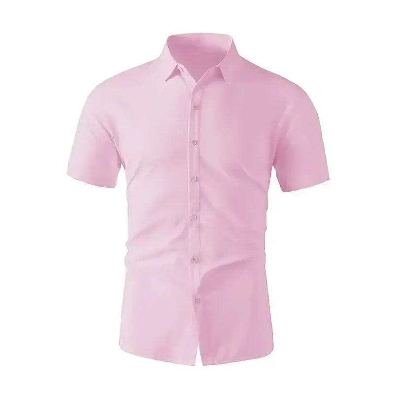 R&z - New Men’s Business Casual Solid Color Short Sleeved Shirt for Summer Fashion No Ironing Comfortable and Versatile