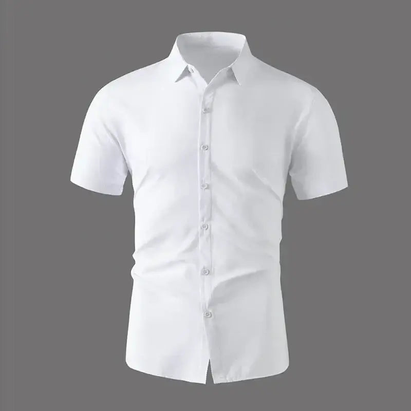 R&z - New Men’s Business Casual Solid Color Short Sleeved Shirt for Summer Fashion No Ironing Comfortable and Versatile