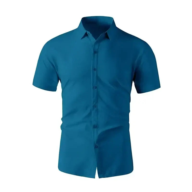 R&z - New Men’s Business Casual Solid Color Short Sleeved Shirt for Summer Fashion No Ironing Comfortable and Versatile