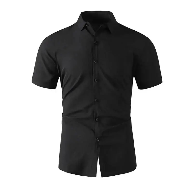 R&z - New Men’s Business Casual Solid Color Short Sleeved Shirt for Summer Fashion No Ironing Comfortable and Versatile
