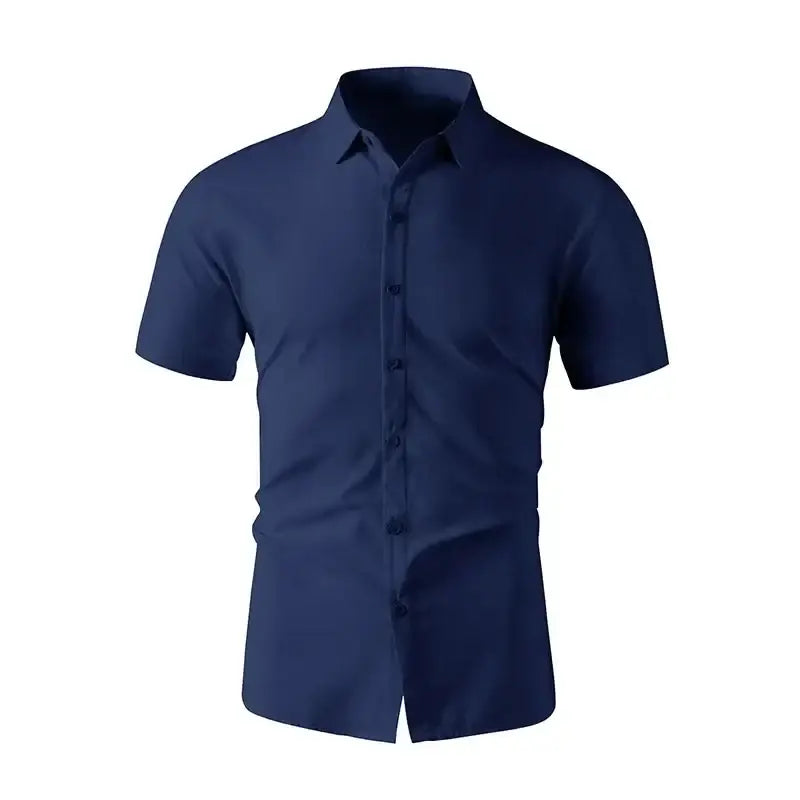 R&z - New Men’s Business Casual Solid Color Short Sleeved Shirt for Summer Fashion No Ironing Comfortable and Versatile