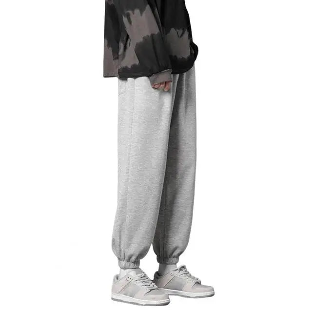 Men’s Casual Loose Ice Silk 3/4 Pants for Spring/Summer - gray / M