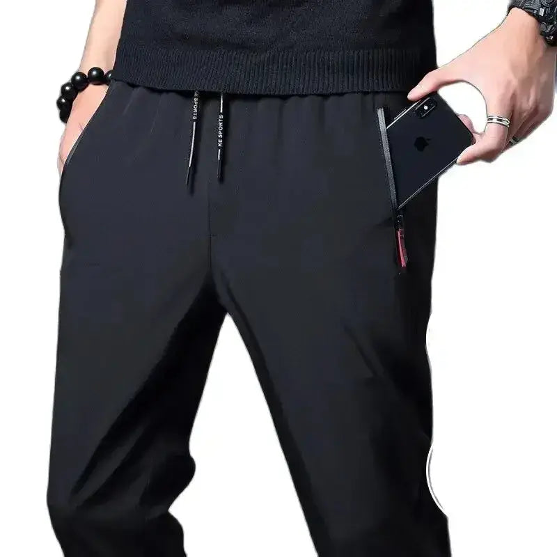Men’s Casual Pants Straight Slim Fit Elastic Waist Jogger Korean Classic Blue Black Gray Male Brand Trousers Plus Size