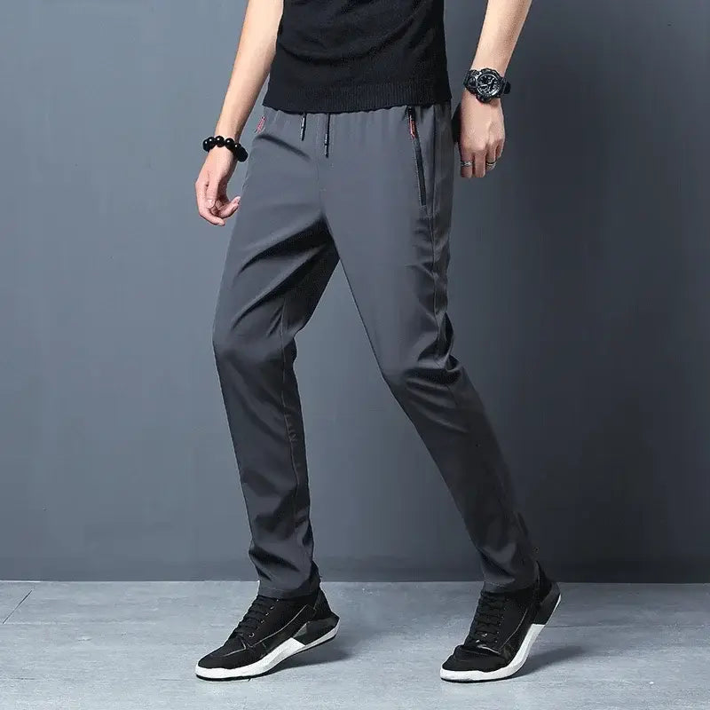 Men’s Casual Pants Straight Slim Fit Elastic Waist Jogger Korean Classic Blue Black Gray Male Brand Trousers Plus Size