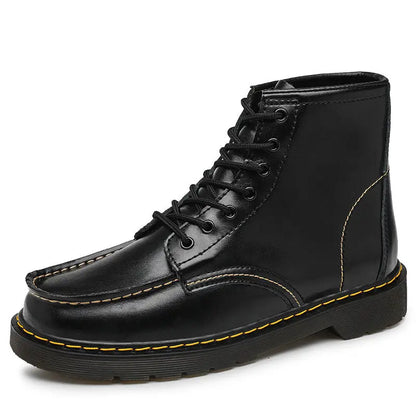 Men’s High-Top Cowhide Martin Trendy Tooling Boots - Black plus velvet / 41