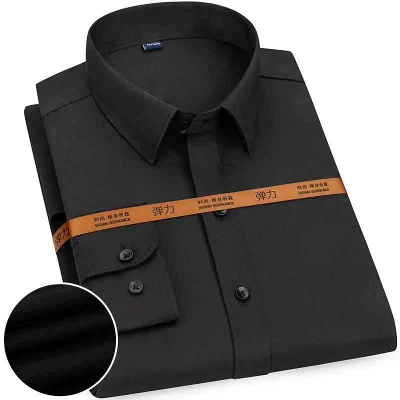 R&z - New Men’s Solid Color Business Shirt Formal Fashion Thin Classic Basic Casual Slim White Long Sleeve Social Shirt
