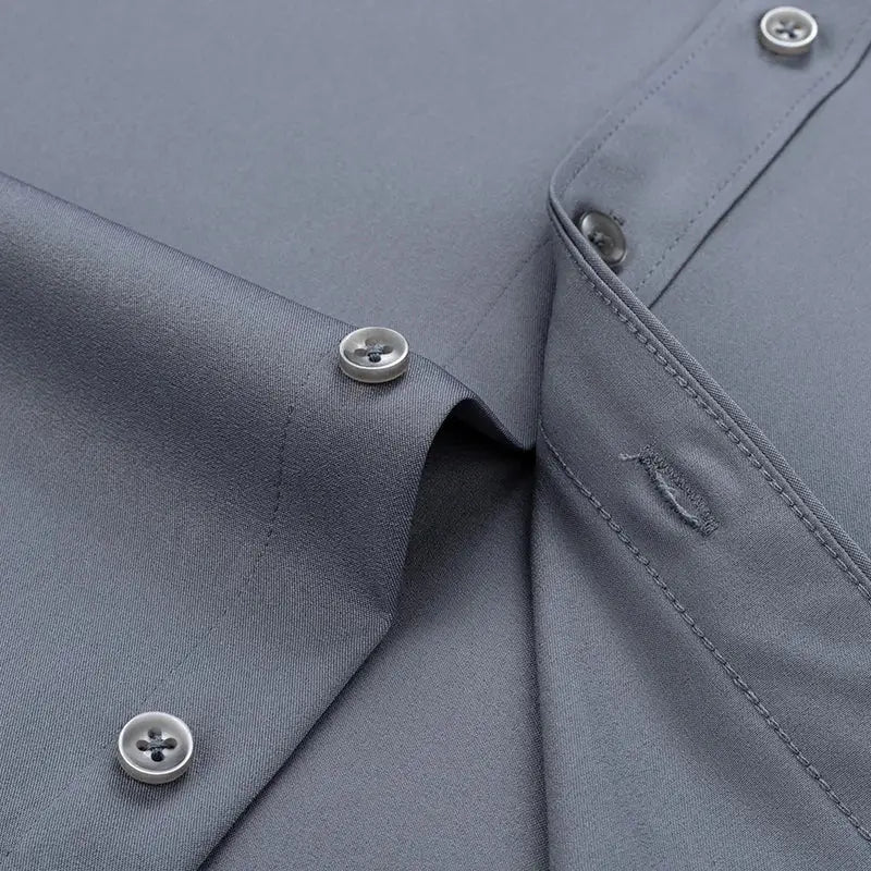 R&z - New Men’s Solid Color Business Shirt Formal Fashion Thin Classic Basic Casual Slim White Long Sleeve Social Shirt