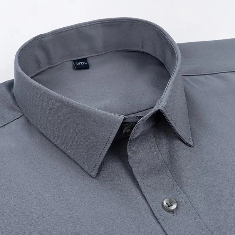 R&z - New Men’s Solid Color Business Shirt Formal Fashion Thin Classic Basic Casual Slim White Long Sleeve Social Shirt