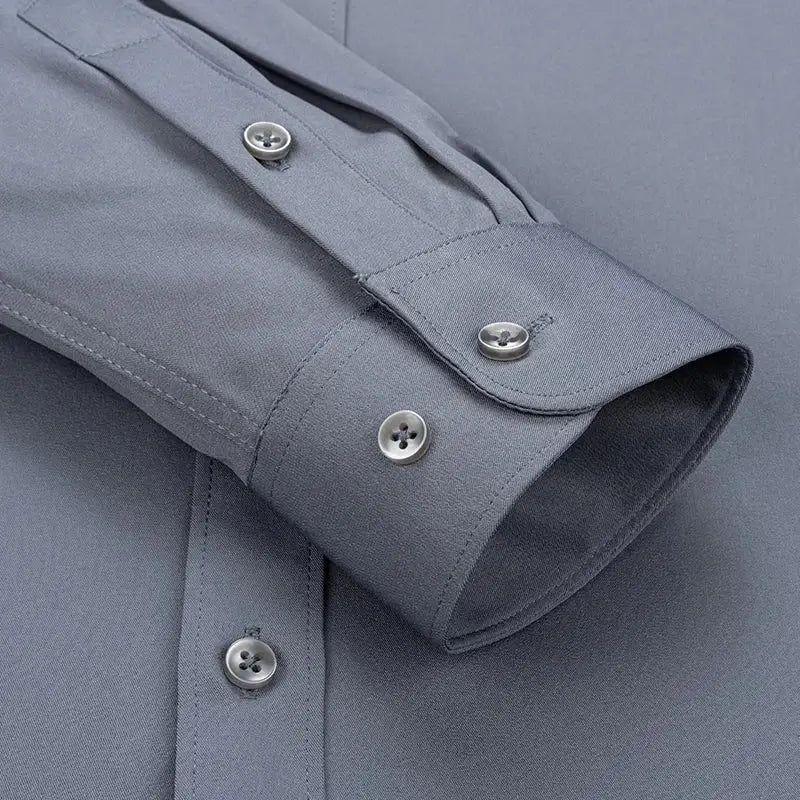 R&z - New Men’s Solid Color Business Shirt Formal Fashion Thin Classic Basic Casual Slim White Long Sleeve Social Shirt