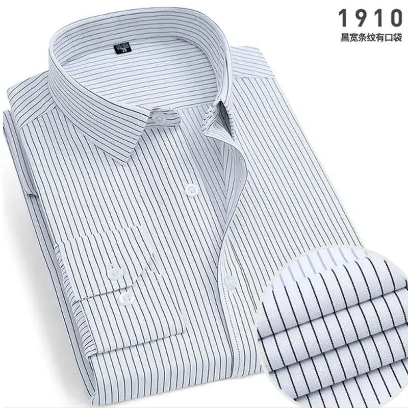 R&z - Spring New Men’s Striped long-sleeved Shirt Non-ironing Anti-wrinkle Comfortable Breathable Business Casual