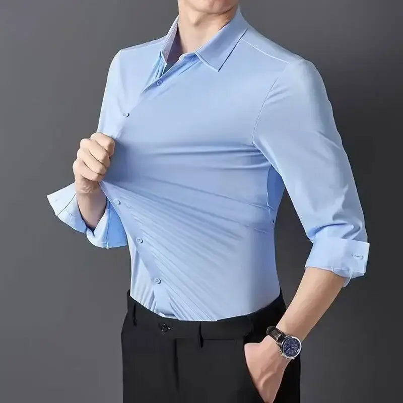 R&z - Premium Men’s Ultra-Stretch Shirt - High-Quality Silky Business Formal Long-Sleeve Shirt for Social and Casual