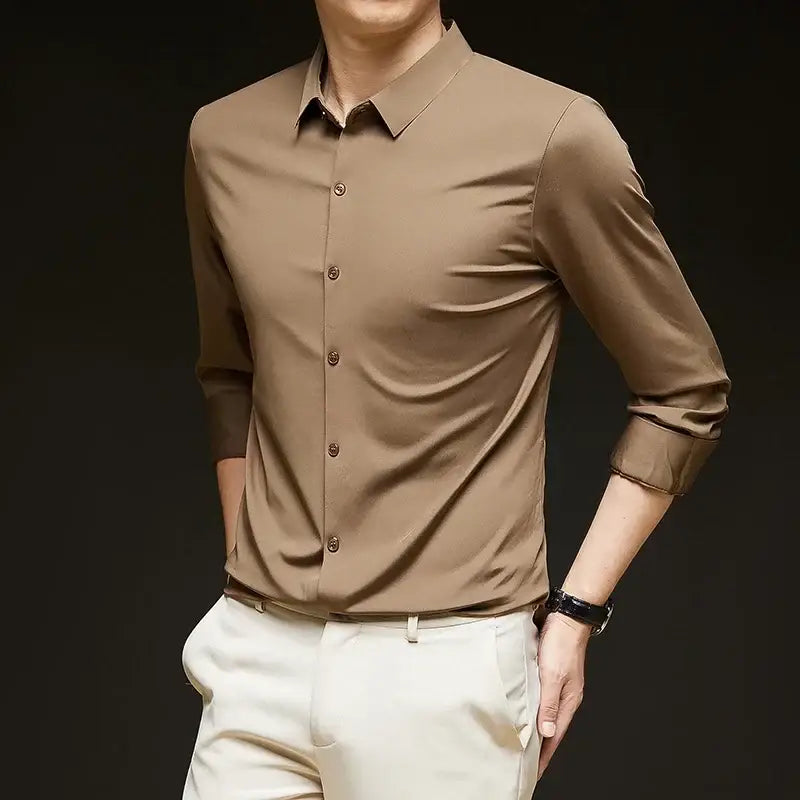R&z - Premium Men’s Ultra-Stretch Shirt - High-Quality Silky Business Formal Long-Sleeve Shirt for Social and Casual