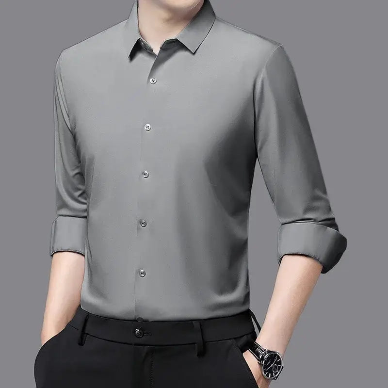 R&z - Premium Men’s Ultra-Stretch Shirt - High-Quality Silky Business Formal Long-Sleeve Shirt for Social and Casual
