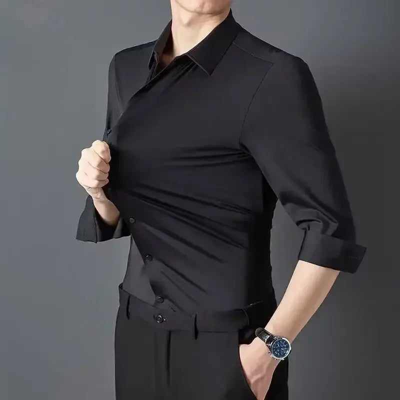 R&z - Premium Men’s Ultra-Stretch Shirt - High-Quality Silky Business Formal Long-Sleeve Shirt for Social and Casual