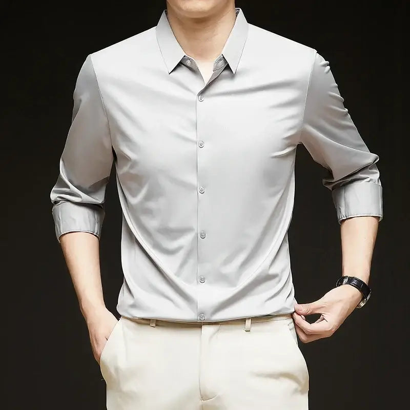 R&z - Premium Men’s Ultra-Stretch Shirt - High-Quality Silky Business Formal Long-Sleeve Shirt for Social and Casual
