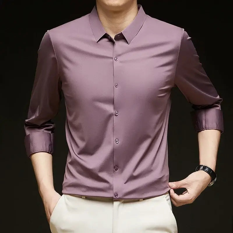 R&z - Premium Men’s Ultra-Stretch Shirt - High-Quality Silky Business Formal Long-Sleeve Shirt for Social and Casual