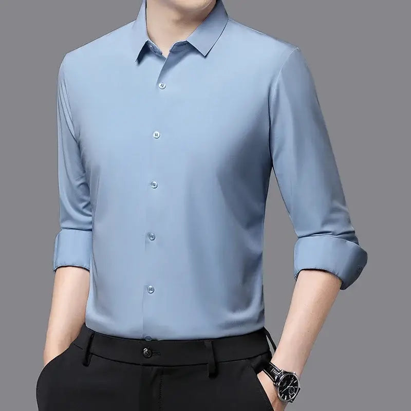 R&z - Premium Men’s Ultra-Stretch Shirt - High-Quality Silky Business Formal Long-Sleeve Shirt for Social and Casual