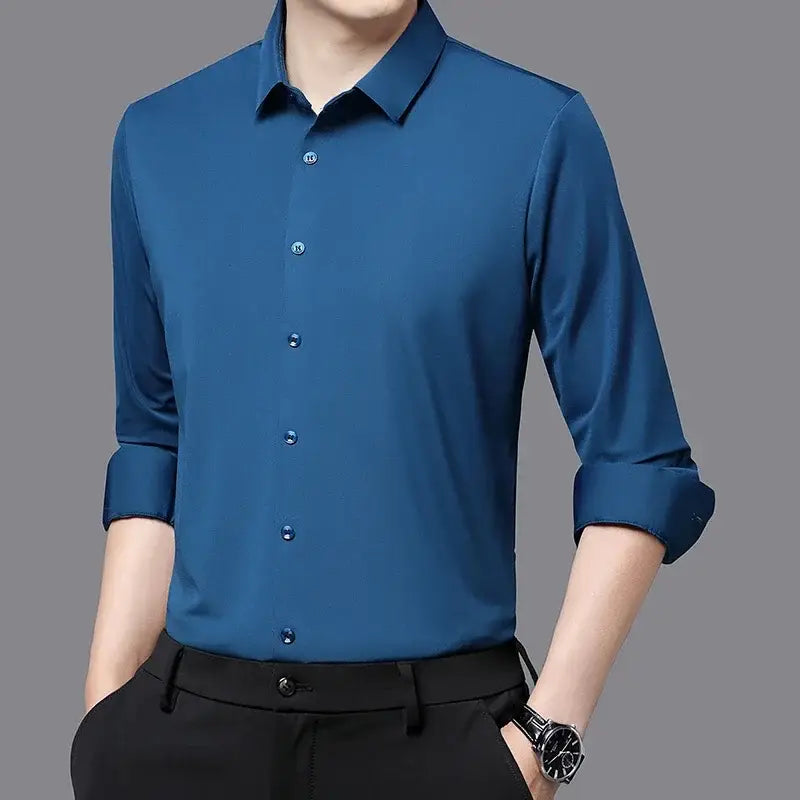 R&z - Premium Men’s Ultra-Stretch Shirt - High-Quality Silky Business Formal Long-Sleeve Shirt for Social and Casual