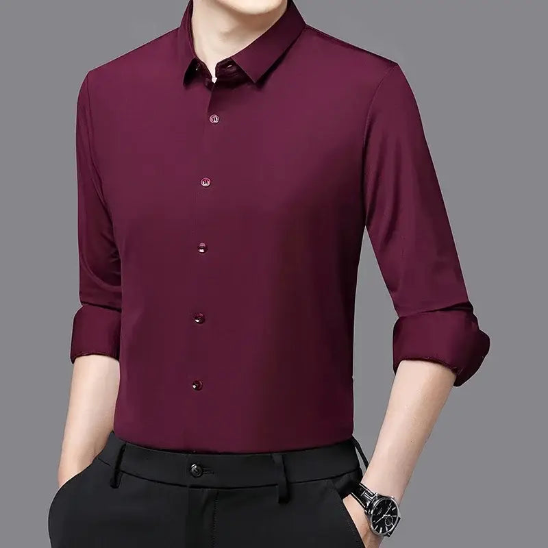 R&z - Premium Men’s Ultra-Stretch Shirt - High-Quality Silky Business Formal Long-Sleeve Shirt for Social and Casual