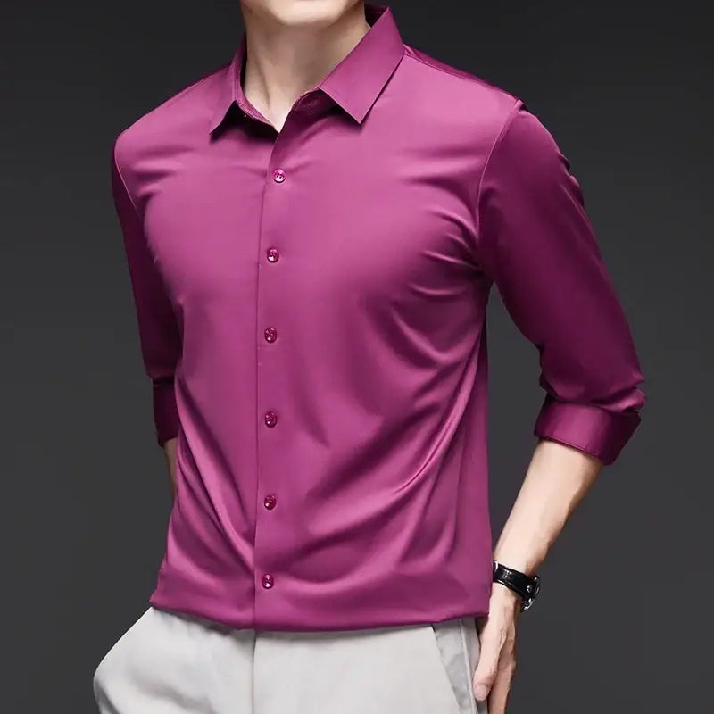 R&z - Premium Men’s Ultra-Stretch Shirt - High-Quality Silky Business Formal Long-Sleeve Shirt for Social and Casual