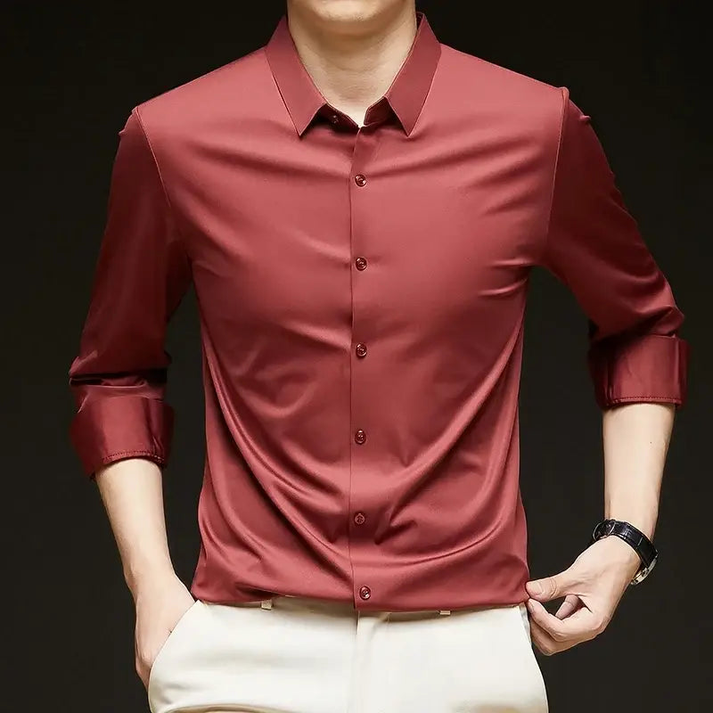R&z - Premium Men’s Ultra-Stretch Shirt - High-Quality Silky Business Formal Long-Sleeve Shirt for Social and Casual