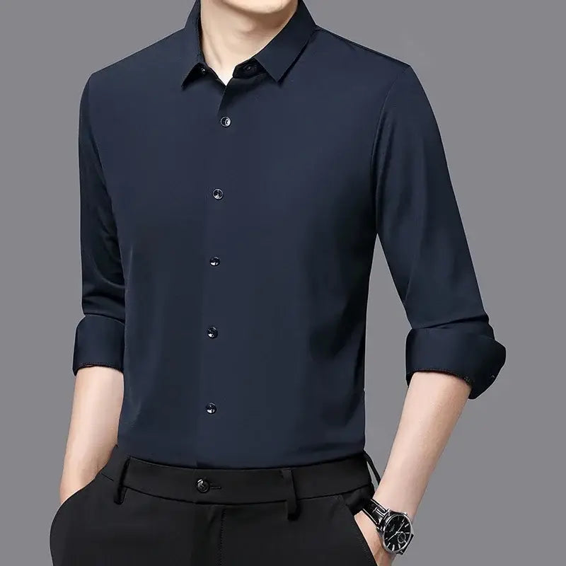 R&z - Premium Men’s Ultra-Stretch Shirt - High-Quality Silky Business Formal Long-Sleeve Shirt for Social and Casual