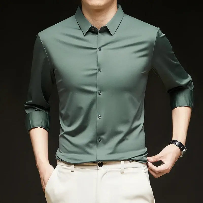 R&z - Premium Men’s Ultra-Stretch Shirt - High-Quality Silky Business Formal Long-Sleeve Shirt for Social and Casual