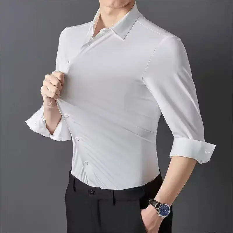 R&z - Premium Men’s Ultra-Stretch Shirt - High-Quality Silky Business Formal Long-Sleeve Shirt for Social and Casual