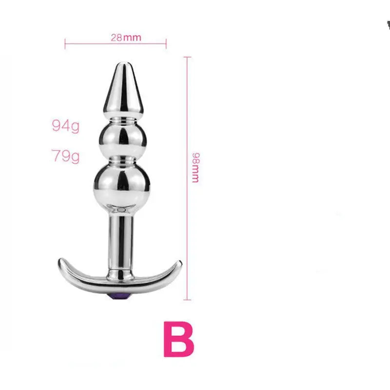 Metal Anal Toy Set for Adult Pleasure and Exploration - Sliver / 98x28mm