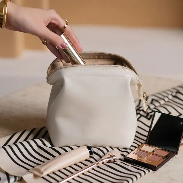 Mini Makeup Bags - Waterproof PU Leather Travel Set - Creamy white - Women’s Bags