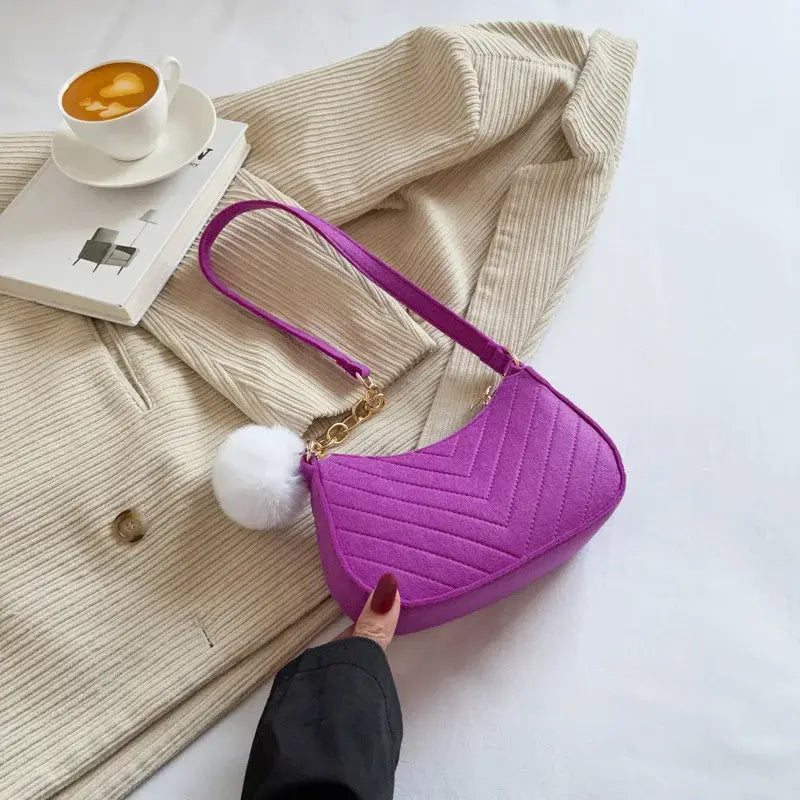 Mini Shoulder Bags for Women Fashion Felt Women’s Bag Design Advanced Underarm Handbags Beautiful Purses Crescent