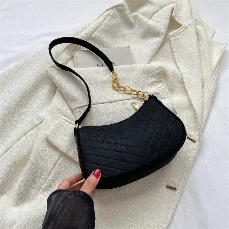 Mini Shoulder Bags for Women Fashion Felt Women’s Bag Design Advanced Underarm Handbags Beautiful Purses Crescent