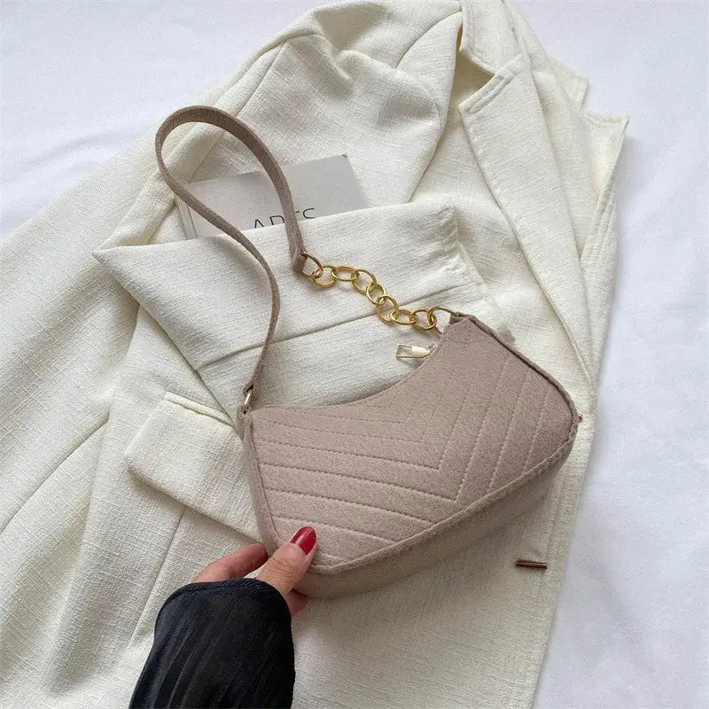 Mini Shoulder Bags for Women Fashion Felt Women’s Bag Design Advanced Underarm Handbags Beautiful Purses Crescent