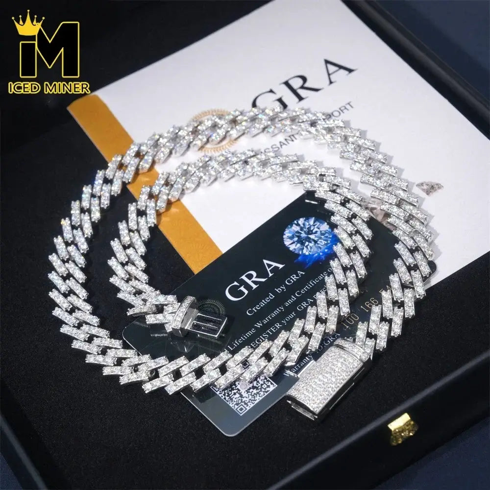 Moissanite 12mm S925 Silver Cuban Chain For Women Men Iced Out Chain Hip Hop Jewelry Pass Diamonds Tester With GRA Free