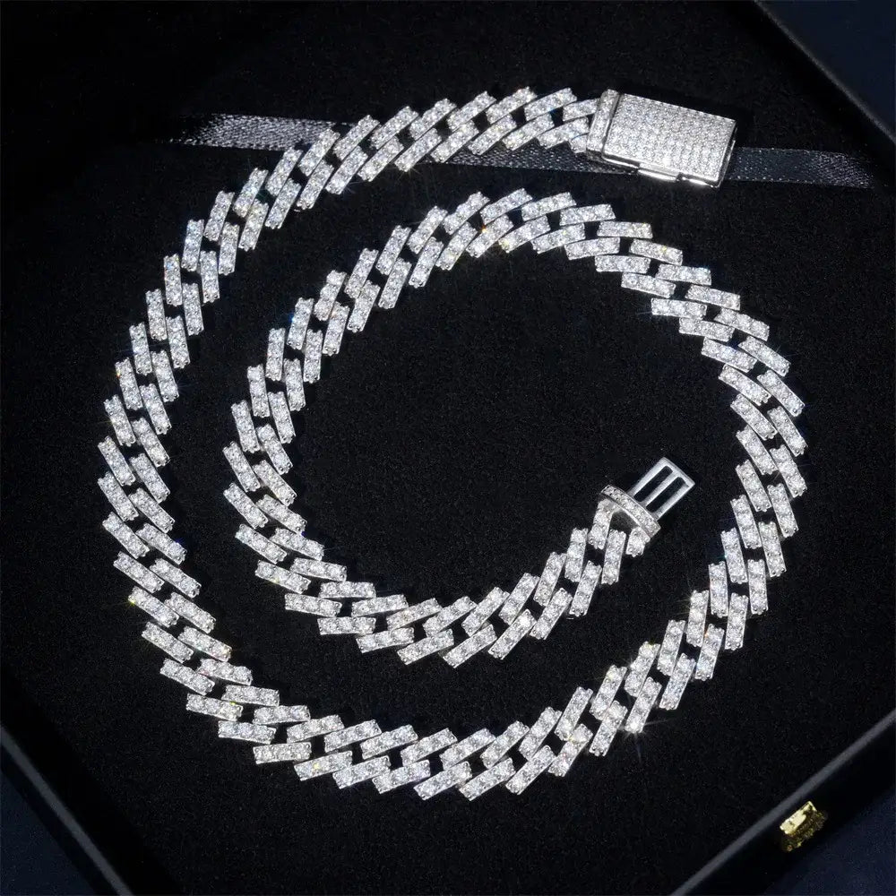Moissanite 12mm S925 Silver Cuban Chain For Women Men Iced Out Chain Hip Hop Jewelry Pass Diamonds Tester With GRA Free