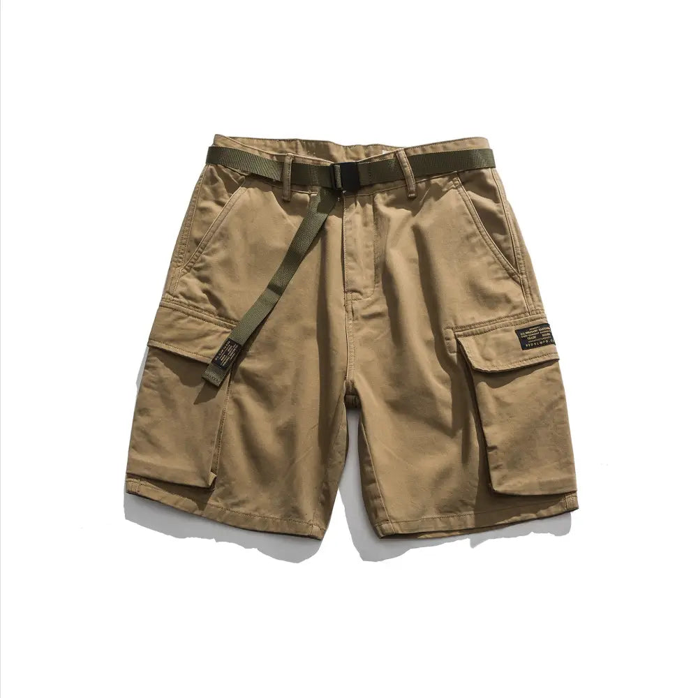 Multi-Pocket Khaki Army Green Work Shorts - Khaki / XL
