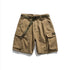 Multi-Pocket Khaki Army Green Work Shorts - Khaki / XL