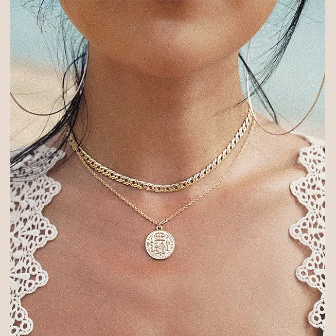 Mystic Ocean Hip Hop Necklace - Retro Gold Coin Pendant - Silver